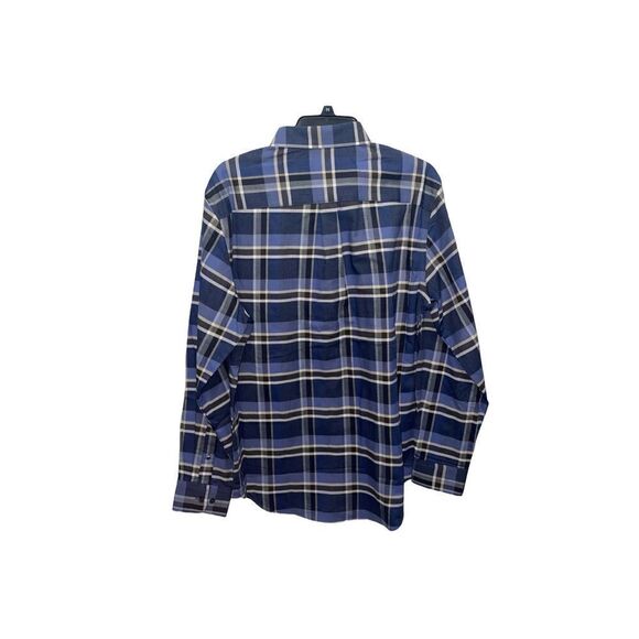 Van Heusen Navy Blue Flannel Regular Fit Long Sleeve Button Down Shirt M15-15.5 - Picture 2 of 3